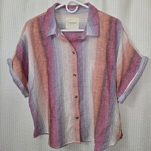 Lucky Brand Pink and Purple Striped Button Down Shirt